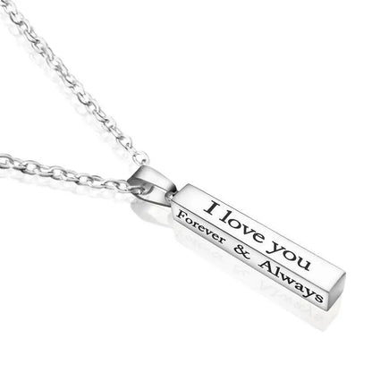 Men's Lover Lettering Necklace Stainless Steel Bar