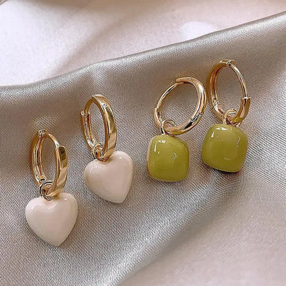 Elegant Temperament Geometric Heart Square Dangle Earrings For Girls