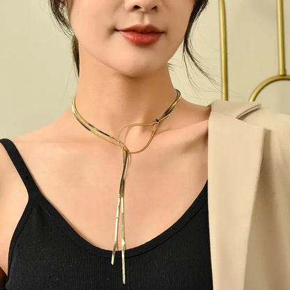 Gold Plated Stainless Steel Y-Necklace for Women