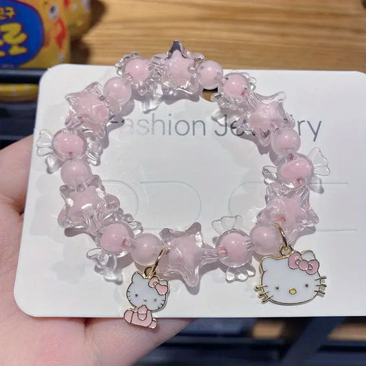 Versatile Hello Kitty Charm Bracelet - Easy-to-Wear Resin Beads for Everyday & Office Wear