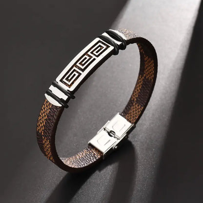 Hip Hop Style Men's Fashion Simple Woven PU Leather Bracelet No Mosaic Material