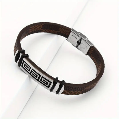 Hip Hop Style Men's Fashion Simple Woven PU Leather Bracelet No Mosaic Material