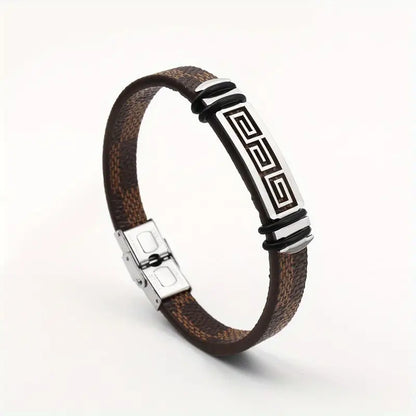 Hip Hop Style Men's Fashion Simple Woven PU Leather Bracelet No Mosaic Material