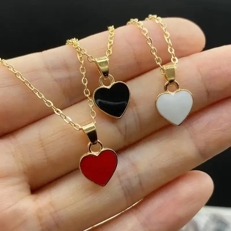 Simple Heart Pendant Necklace, Alloy Multicolor Love Charm for Men and Women