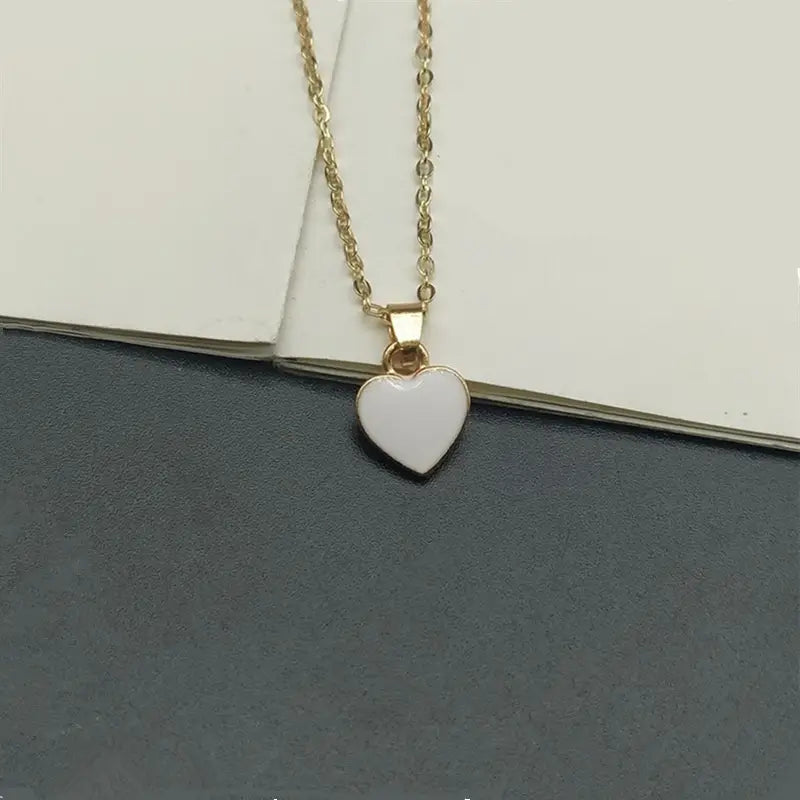 Simple Heart Pendant Necklace, Alloy Multicolor Love Charm for Men and Women