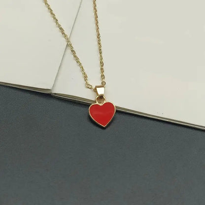 Simple Heart Pendant Necklace, Alloy Multicolor Love Charm for Men and Women