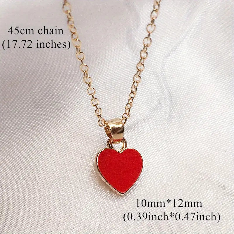 Simple Heart Pendant Necklace, Alloy Multicolor Love Charm for Men and Women