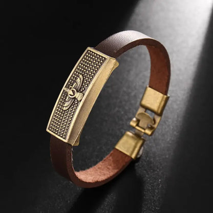 Fashionable Retro Style Engraved Wristband, 1pc, PU Leather