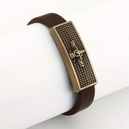 Fashionable Retro Style Engraved Wristband, 1pc, PU Leather