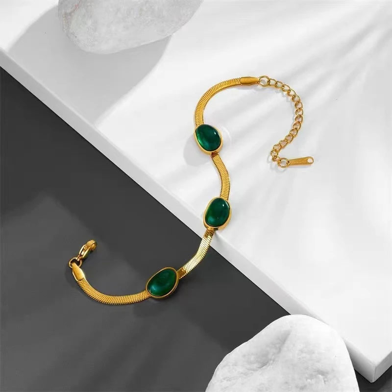 3pcs Luxury Royal Style Jewelry Set Green