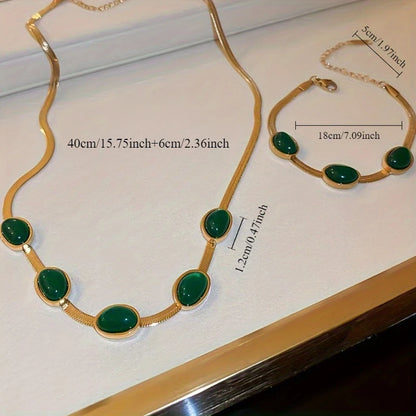 3pcs Luxury Royal Style Jewelry Set Green
