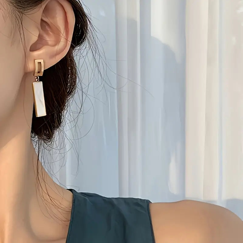 Elegant Long Pendant Earrings for Men - Stylish Copper with Cubic Zirconia