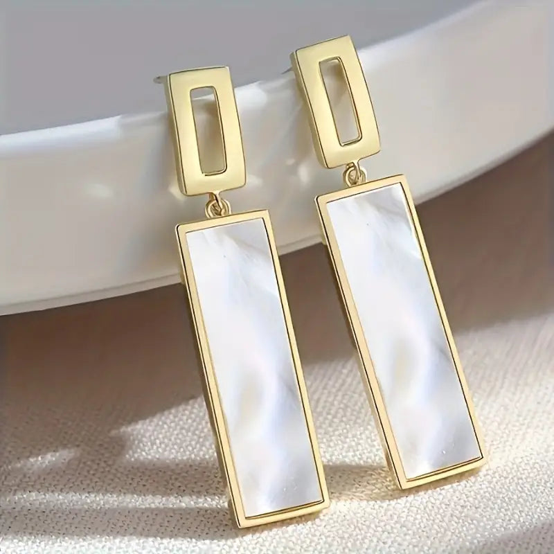 Elegant Long Pendant Earrings for Men - Stylish Copper with Cubic Zirconia