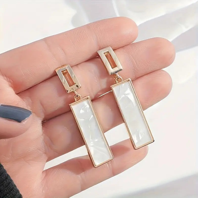 Elegant Long Pendant Earrings for Men - Stylish Copper with Cubic Zirconia