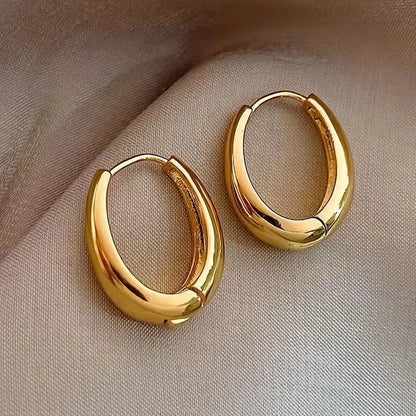 Glossy Hoop Earrings Copper Jewelry Vintage Simple Style