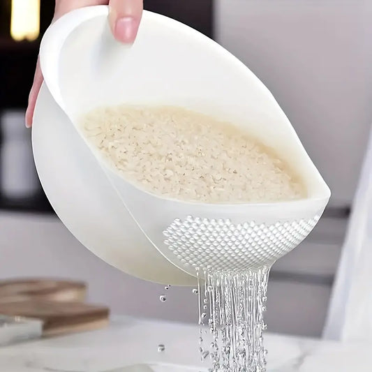 1pc, Plastic Rice Washing Bowl With Strainer