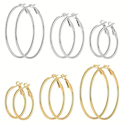 Simple Hoop Earrings Leisure Style Alloy Plated Jewelry