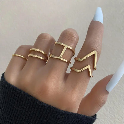 5pcs Kpop Style Stacking Rings Trendy