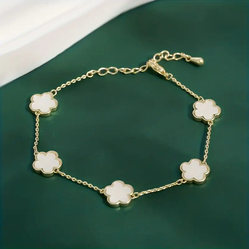 1pc Simple Style Flower Thin Chain Bracelet Elegant