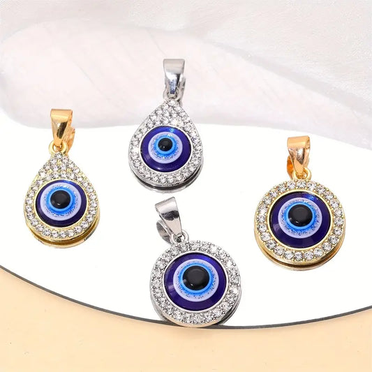 1pc Unique Round Drop Devil's Eye Pendant Alloy Turkish Blue Eye Pendant