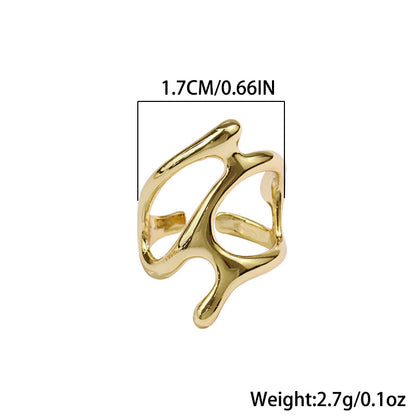 1pc Chic Ring Irregular Geometric Design Golden Or Silvery Make Your Call Suitable For Men And Women Match Daily Outfits