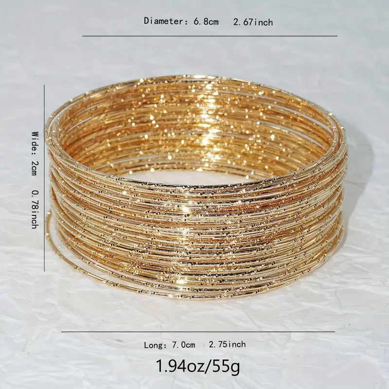 30pcs/Set Color 14K Plated Iron Circle Bangle Bracelet For Women Party Favors