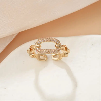 Fashion Chain Hoop Zirconia Ring