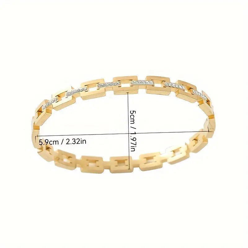 Classic Infinity Link Bangle Bracelet with Rhinestone Accents