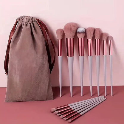 13PCS Soft Fluffy Makeup Brushes Set With Makeup Sponge + Bag