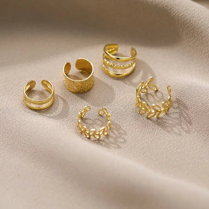 Leaf 5pcs Cutout Ear Clips Fitting One Ear