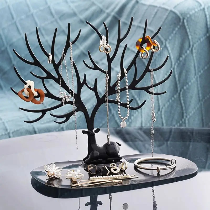 1pc Plastic Jewelry Display Rack, Deer Horn Tree Design For Necklaces, Earring