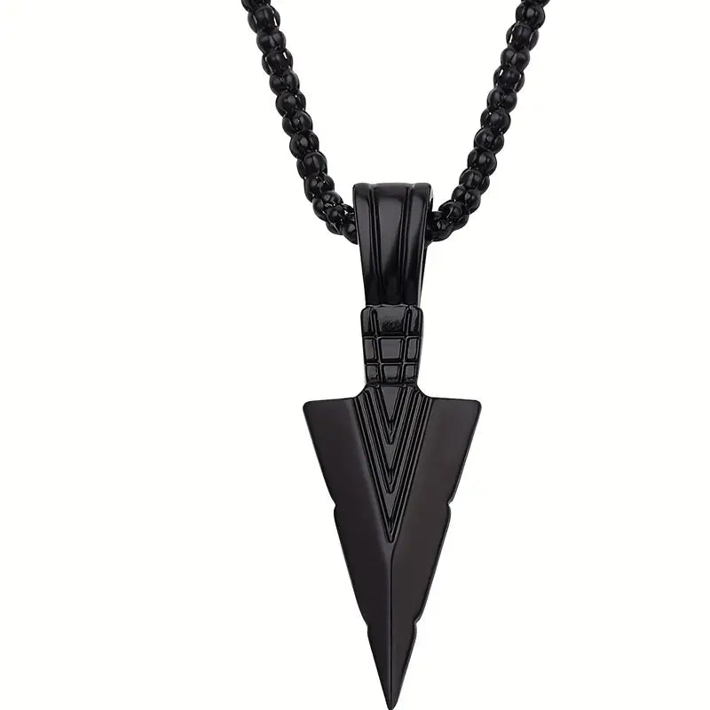 1pc Geometric Triangle Spearhead Pendant Necklace For Men
