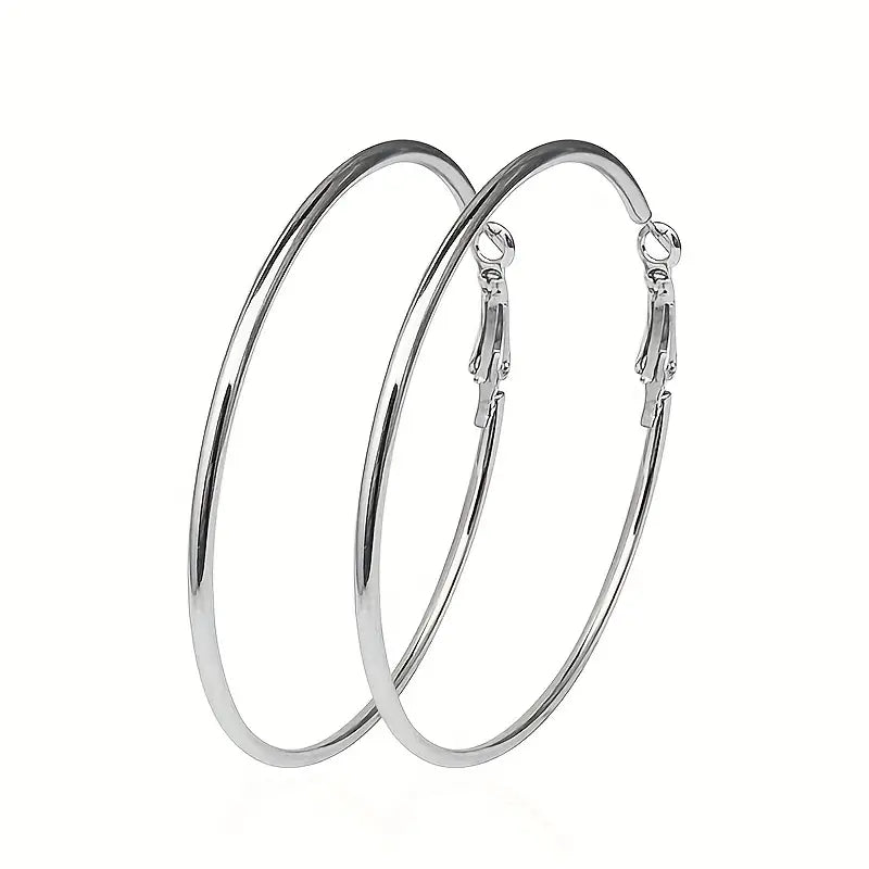 Simple Hoop Earrings Leisure Style Alloy Plated Jewelry