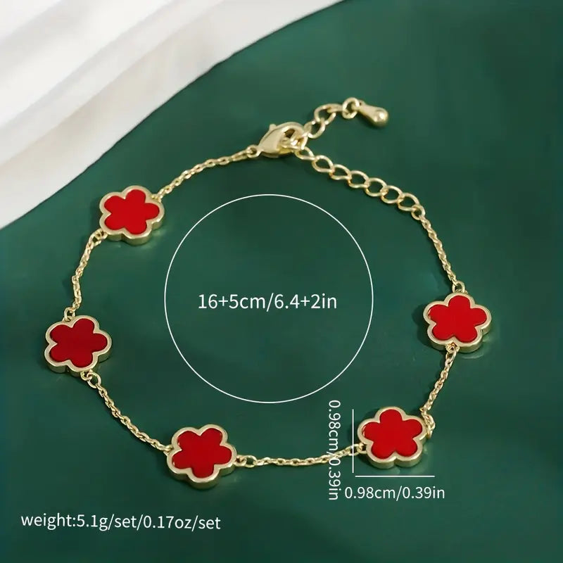 1pc Simple Style Flower Thin Chain Bracelet Elegant