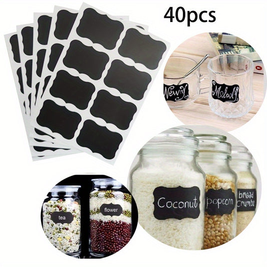 40pcs Glass Jar Bottle Stickers, Kitchen Organizer Labels