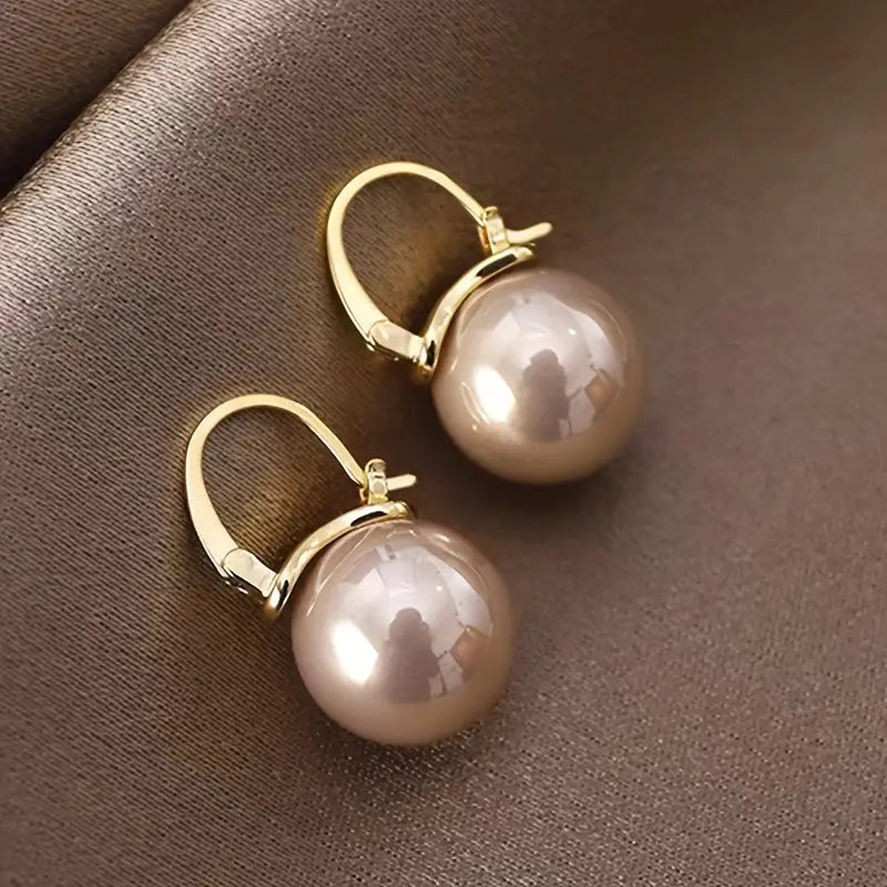 Exquisite Vintage Pearl Pendant Hoop Earrings - Zinc Alloy Jewelry with Imitation Pearls