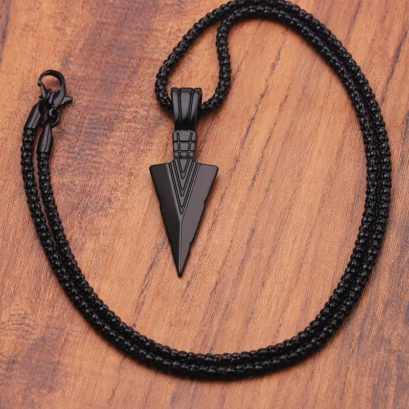 1pc Geometric Triangle Spearhead Pendant Necklace For Men