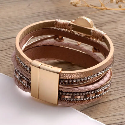 1 Pc Multi-layer Heart Magnetic Buckle Bracelet With Magnetic Buckle