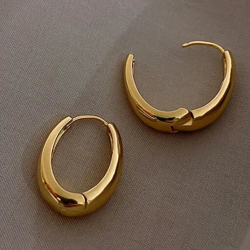 Glossy Hoop Earrings Copper Jewelry Vintage Simple Style