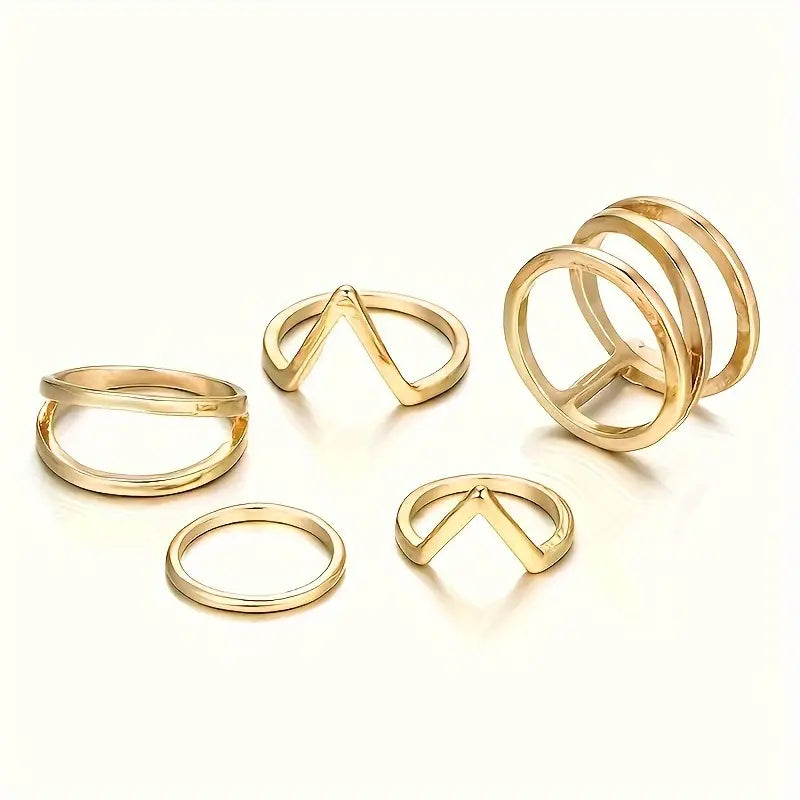 5pcs Kpop Style Stacking Rings Trendy