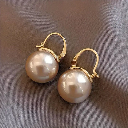 Exquisite Vintage Pearl Pendant Hoop Earrings - Zinc Alloy Jewelry with Imitation Pearls