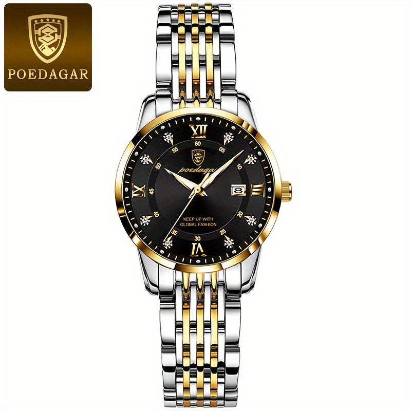 POEDAGAR Men's Watch Luxury Rhinestone Quartz Watch Luminous WR Fashion Calendar