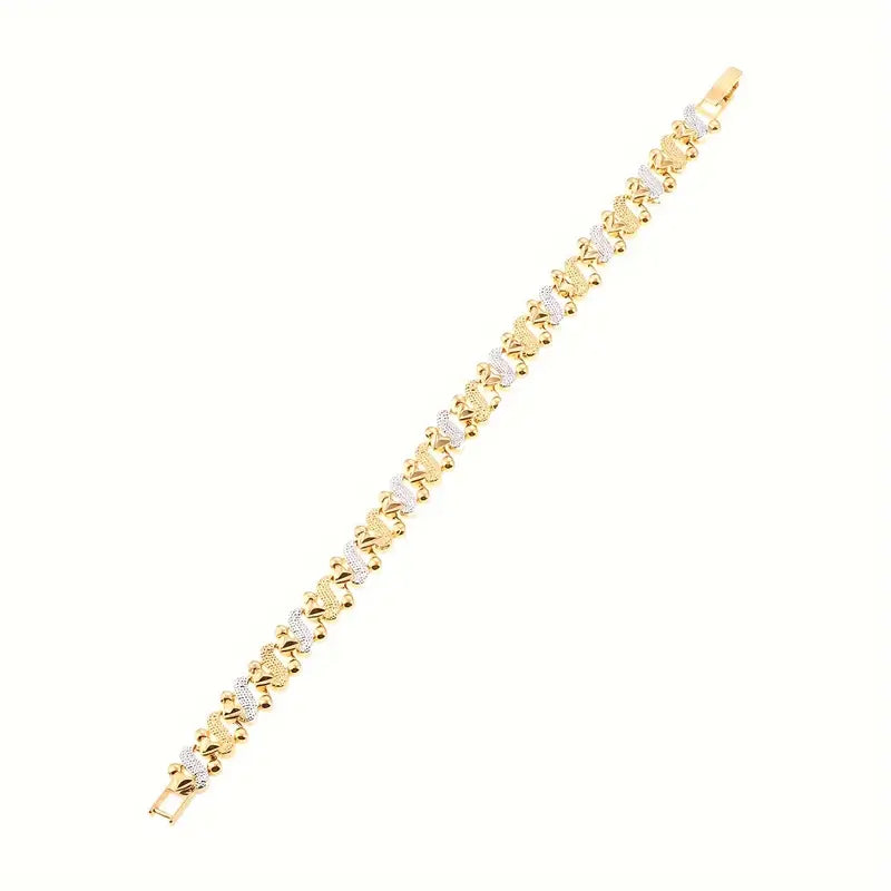 Bohemian Elegant Style Women's Romantic Heart Bracelet, 24k Gold Plated