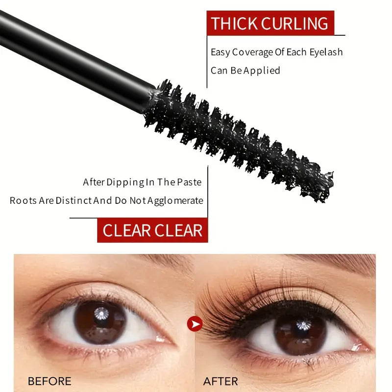 Long-Lasting Waterproof Mascara with Fine Brush and Natural Extension