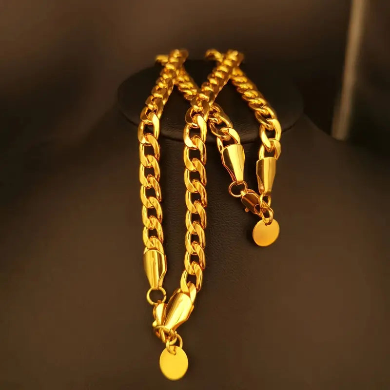 2pcs/set Men's Necklace And Bracelet Set, Fashion Jewelry Set