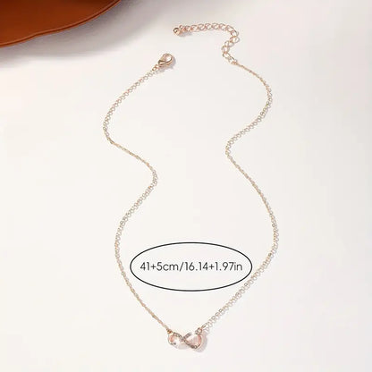 Luxury Exquisite Shiny Rhinestone Infinity Pendant Chain Necklace- Rose Golden