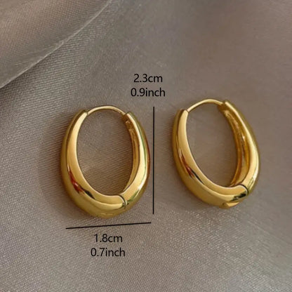 Glossy Hoop Earrings Copper Jewelry Vintage Simple Style