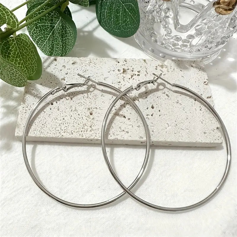 Simple Hoop Earrings Leisure Style Alloy Plated Jewelry