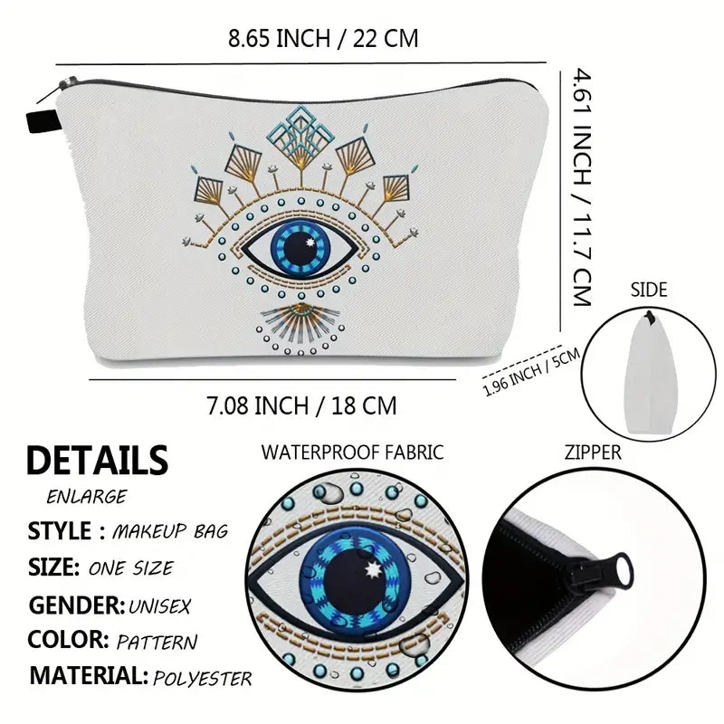 Travel Toiletry Bag Practical Cosmetic Storage Bag Portable Evil Eye Pattern Makeup Pouch