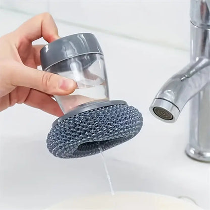 1pc Portable Kitchen Soap Dispensing Dishwashing Tool Brush